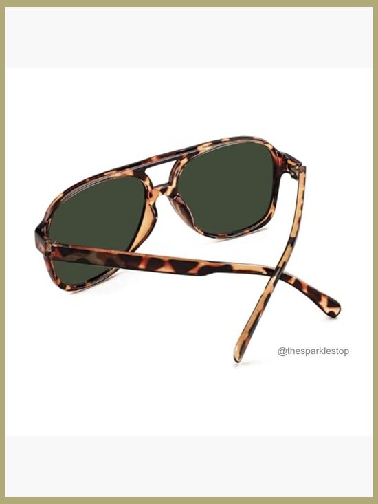 Retro Plastic Aviator Sunglasses, Squared Frame Unisex, UV400 Polarized main image 6